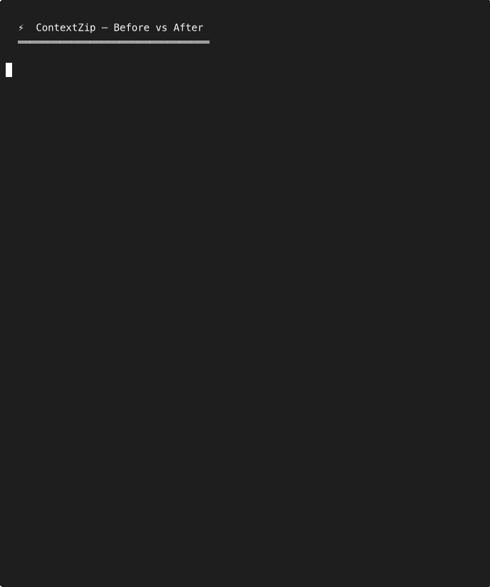 ContextZip demo — before vs after